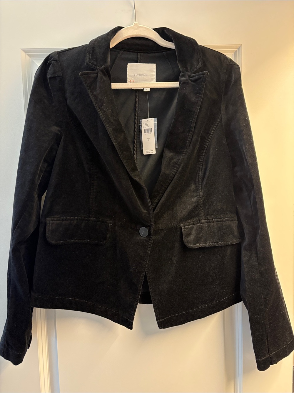 Anthropologie Black Velvet Blazer Jacket